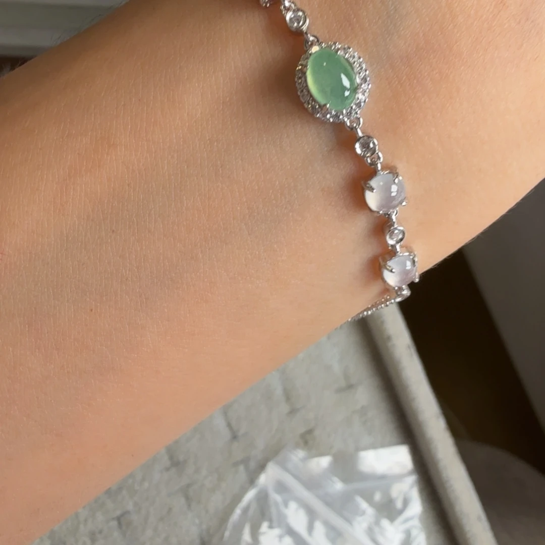 翡翠银S925镶嵌手链手链