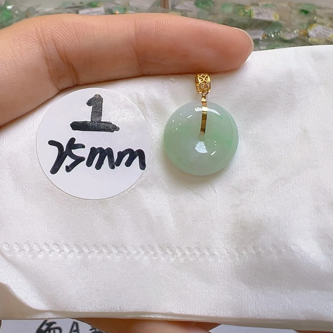 翡翠18K金镶嵌吊坠(不含链)翡翠