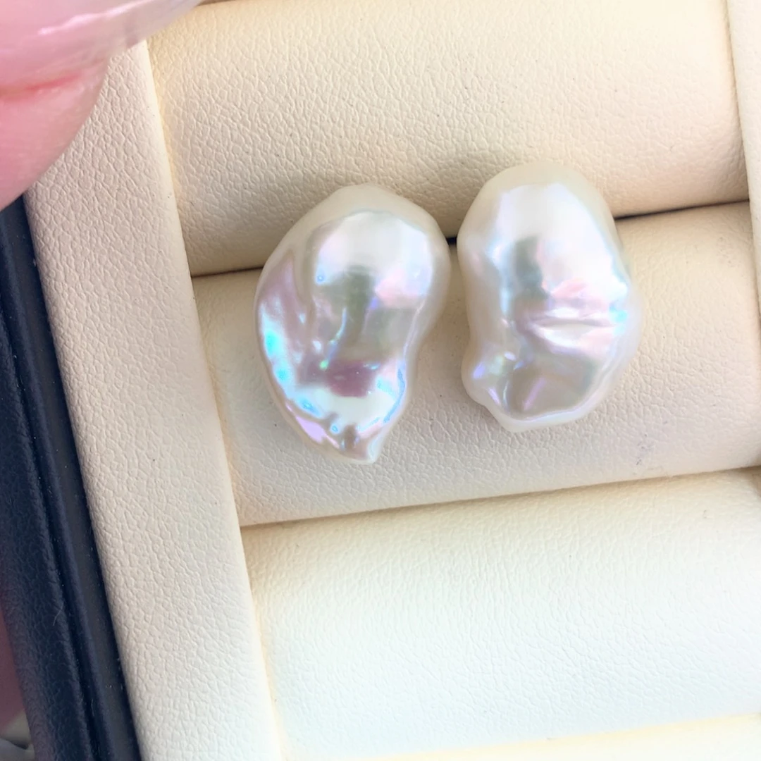 银S925镶嵌耳饰淡水珍珠