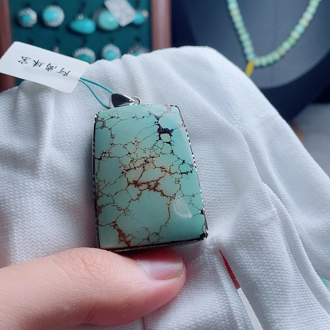绿松石银S925镶嵌颈饰