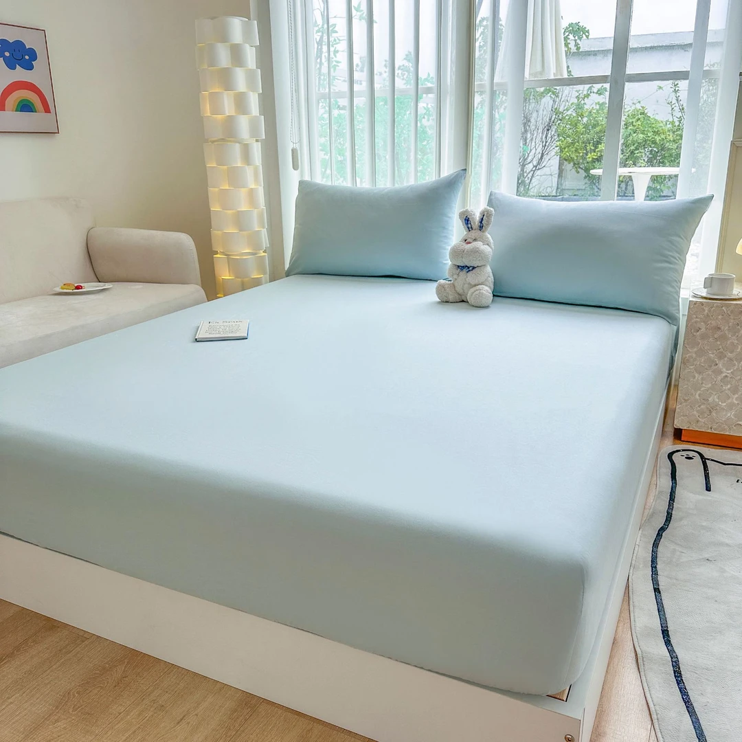 A类全包围床笠单件加厚母婴级纯色60支磨毛床罩保素色简约天丝棉