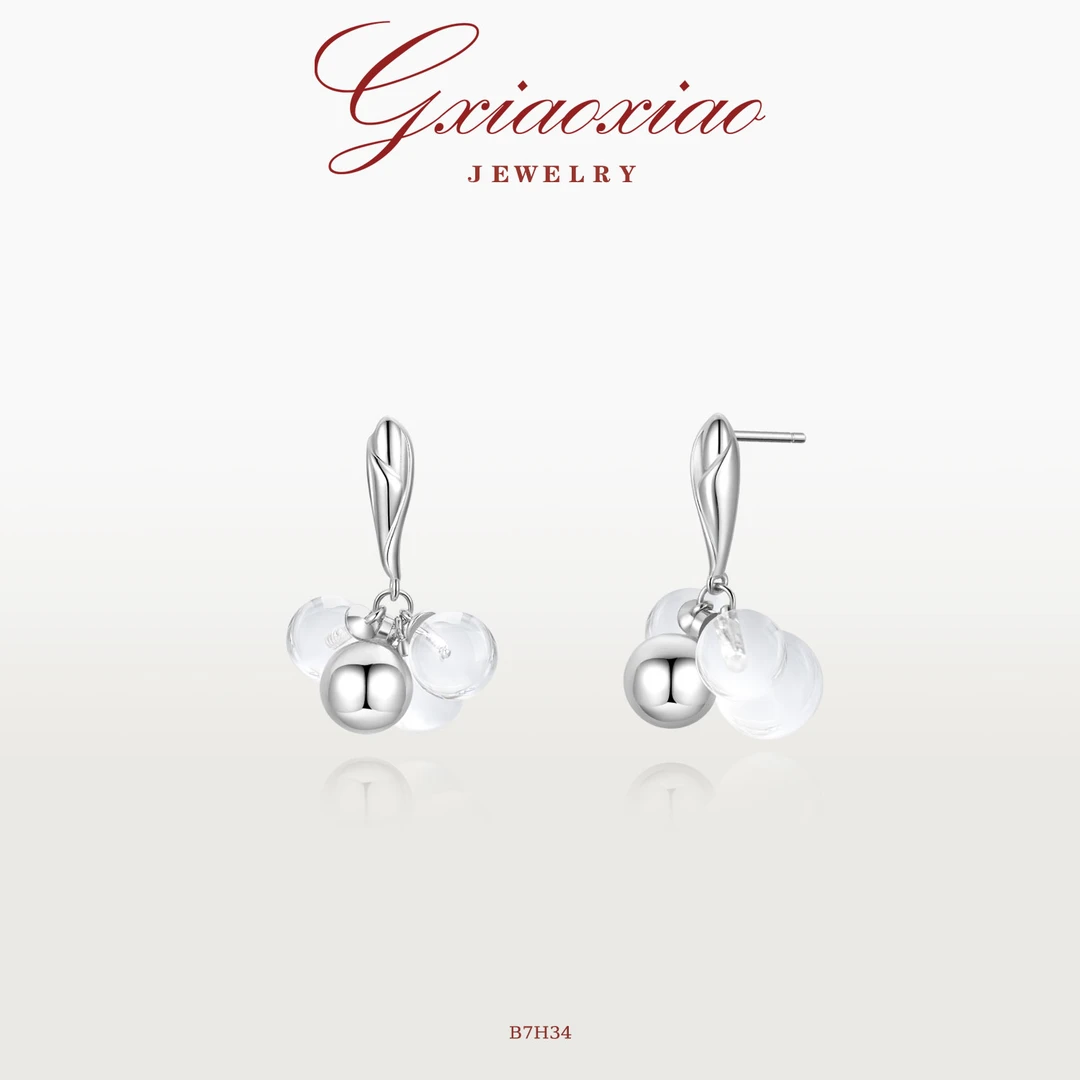 G XIAOXIAO 镀K金 气质高级时尚百搭冰透清冷感耳环 B7H34