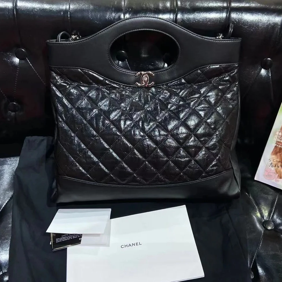 95新 Chanel/香奈儿 艾瑟尔奢品/黑金大号31bag单肩包/4188