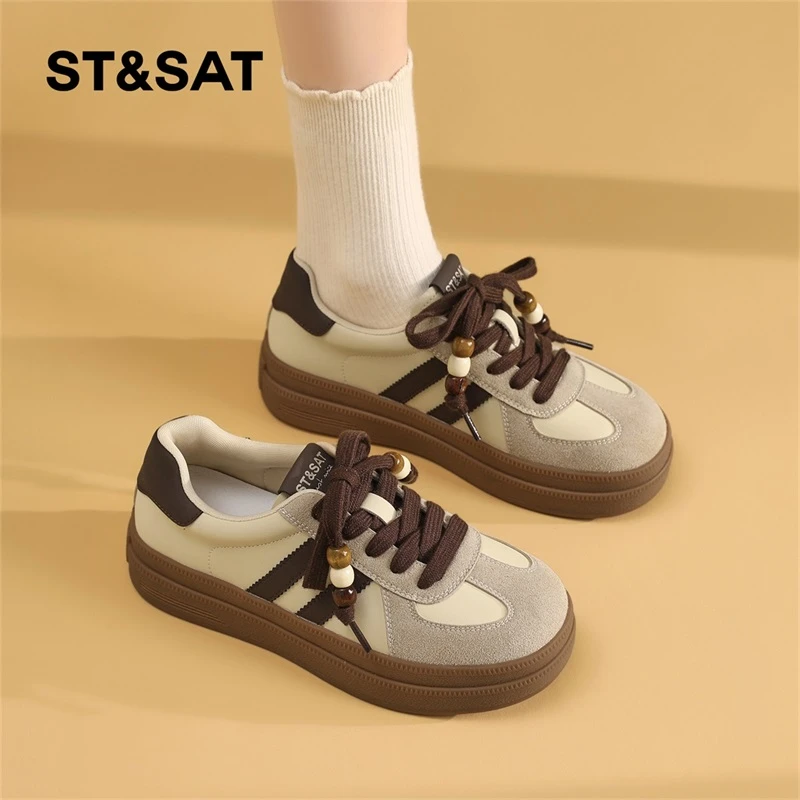 星期六厚底增高德训鞋女2025秋季新款百搭舒适休闲板鞋轻便运动鞋