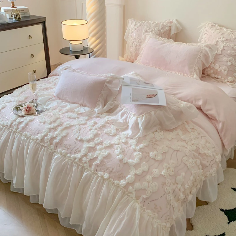 梦悦| 高端法式婴儿绒速暖绒被套床单双人加厚宝宝绒床盖款公主风