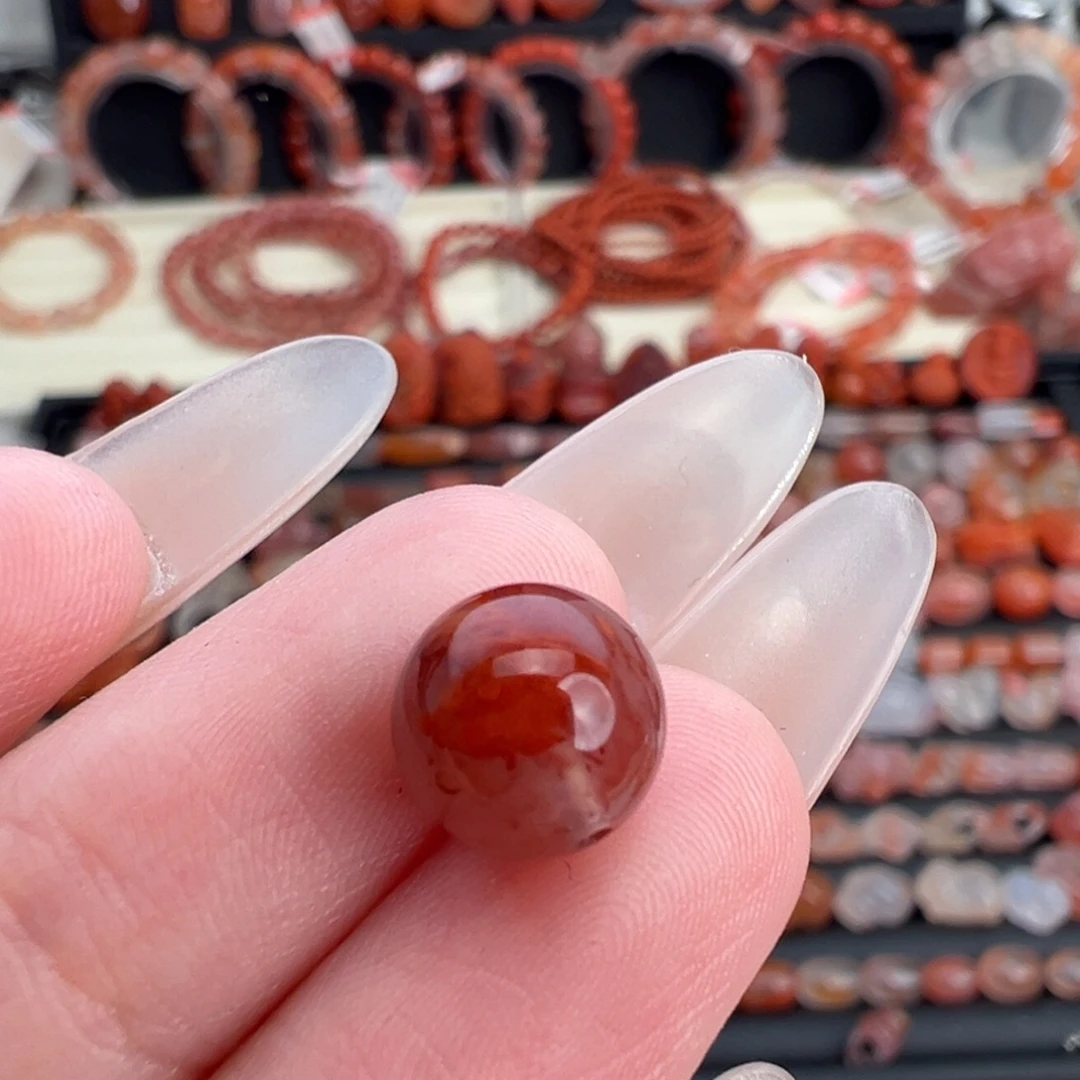 南红玛瑙未镶嵌颈饰火焰单珠卡8+