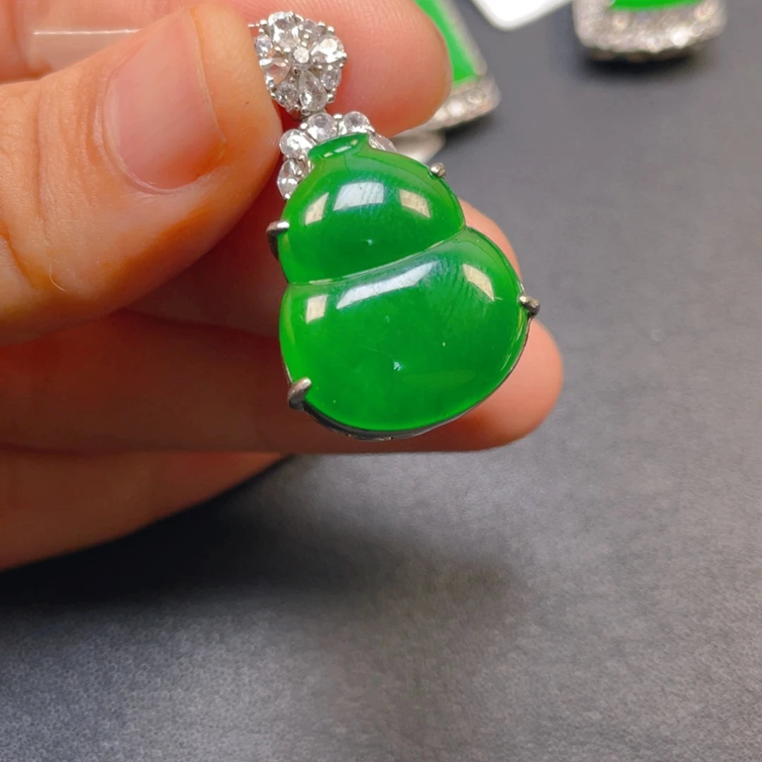 翡翠银S925镶嵌吊坠(不含链)