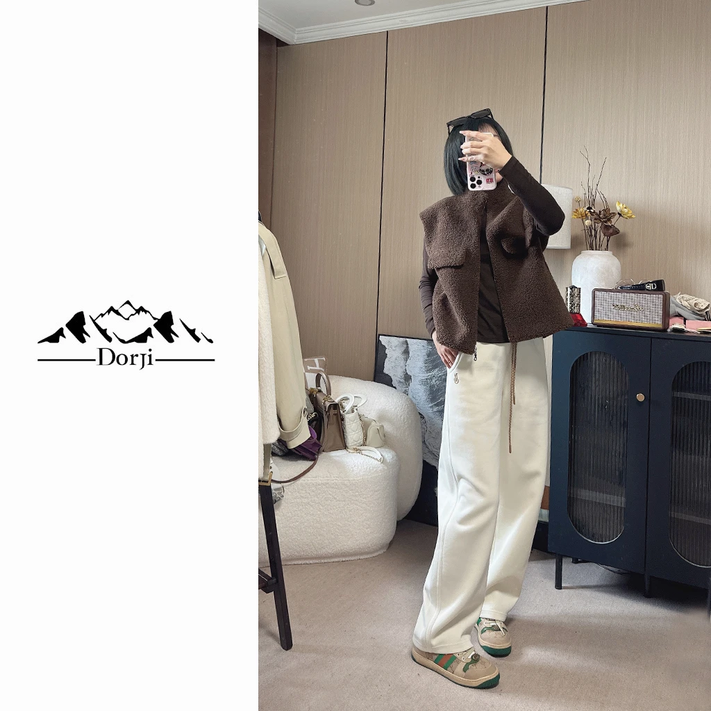 DORJI-女装- 琥珀流光风立领气质拉链毛绒马甲DJ251MJ237