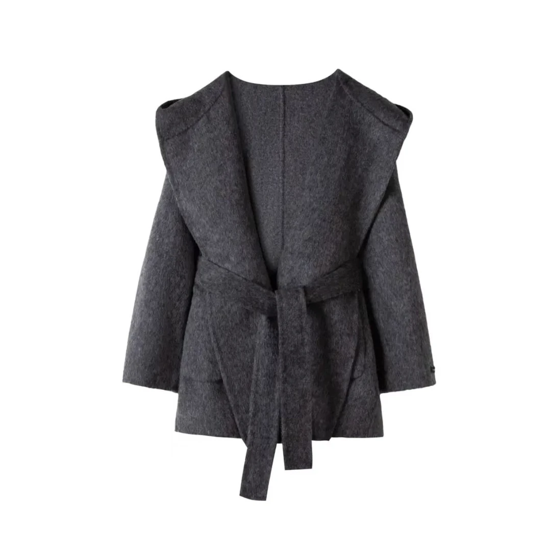 《珊珊专属》航邦祺连帽减龄小个子宽松休闲羊毛外套BQM250682008