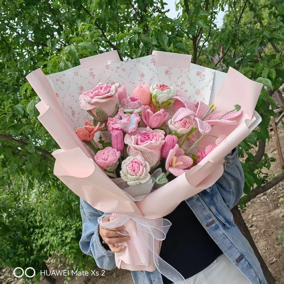 手工钩织编织毛线永生花毕业季教师节创意款式仿真花礼品