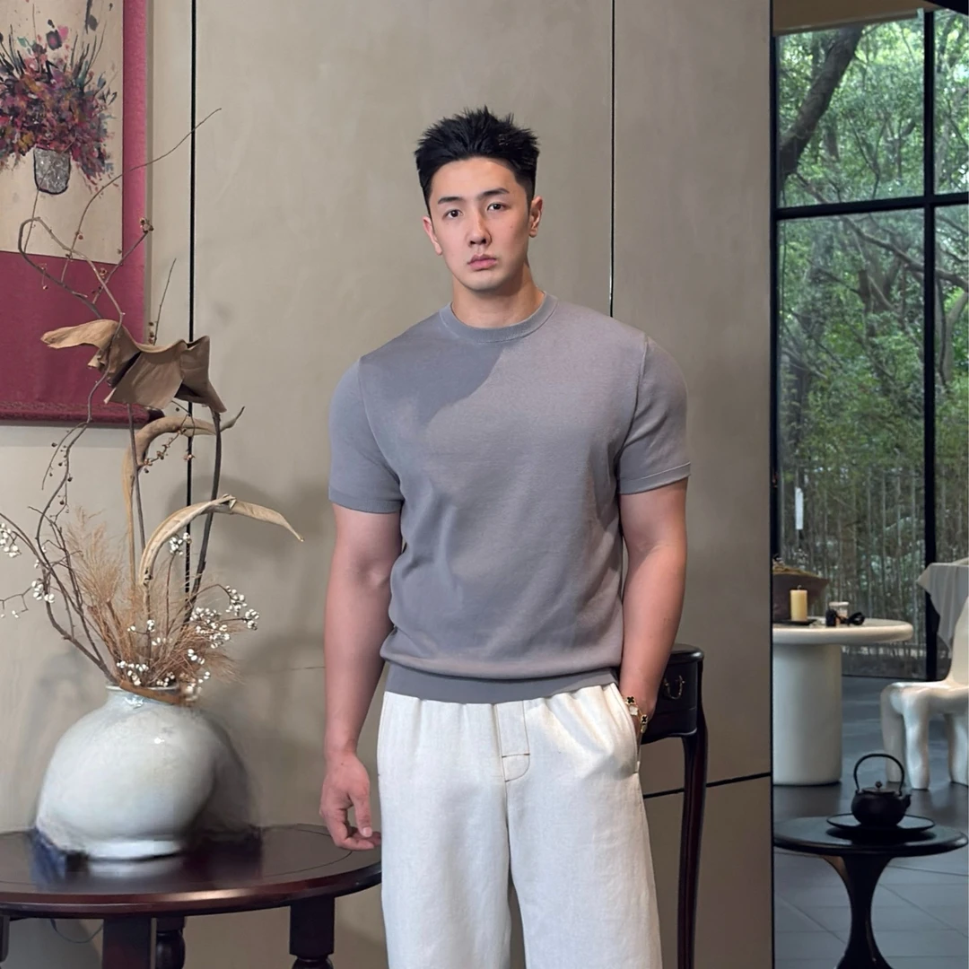 ANN DNR “16针天丝”百搭时尚高级透气针织短袖T恤SL80153