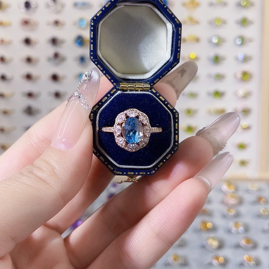 银S925镶嵌戒指托帕石重工款戒指