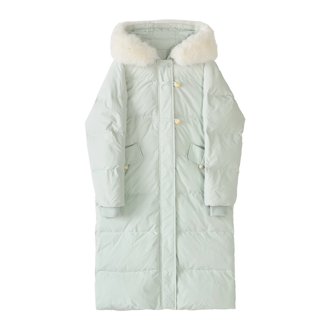 【品牌撤柜款ZB】2024冬毛领中长羽绒服女新款90白鸭绒外套LXN32786