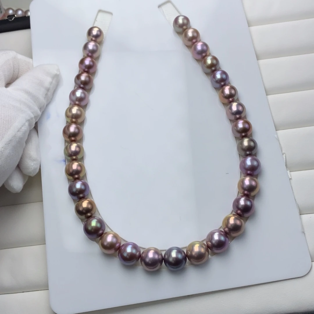 淡水珍珠颈饰银S925镶嵌多*项链定制不退货