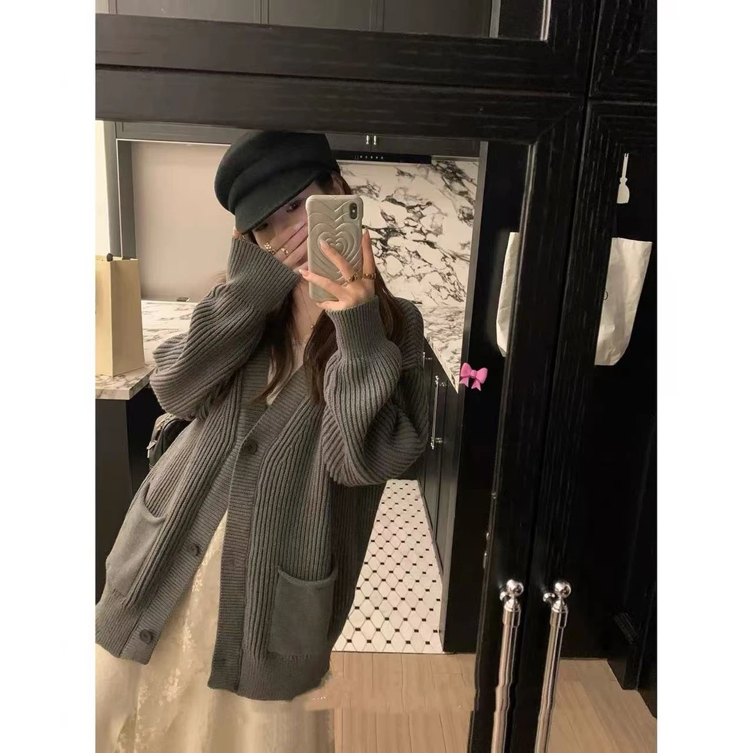 徐秋阳  美拉德开衫  秋季新款百搭时尚休闲显瘦毛衣4416