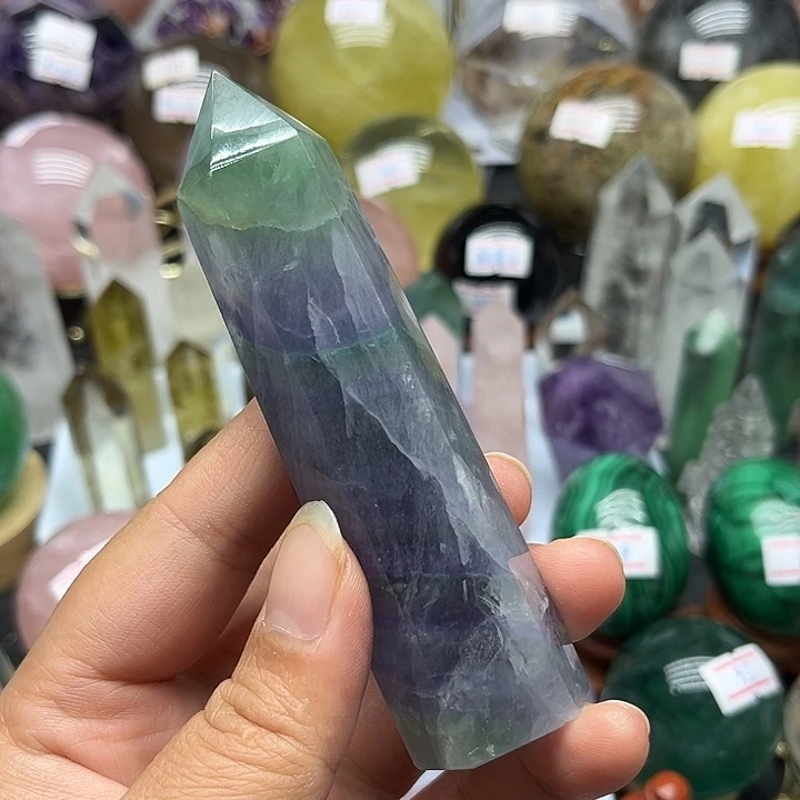 130克萤石柱萤石未镶嵌