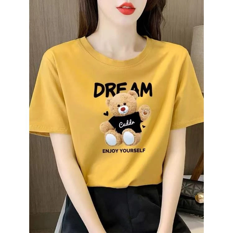 100%纯棉短袖t恤男女同款百搭新款港风ins打底衫休闲学生半袖上衣