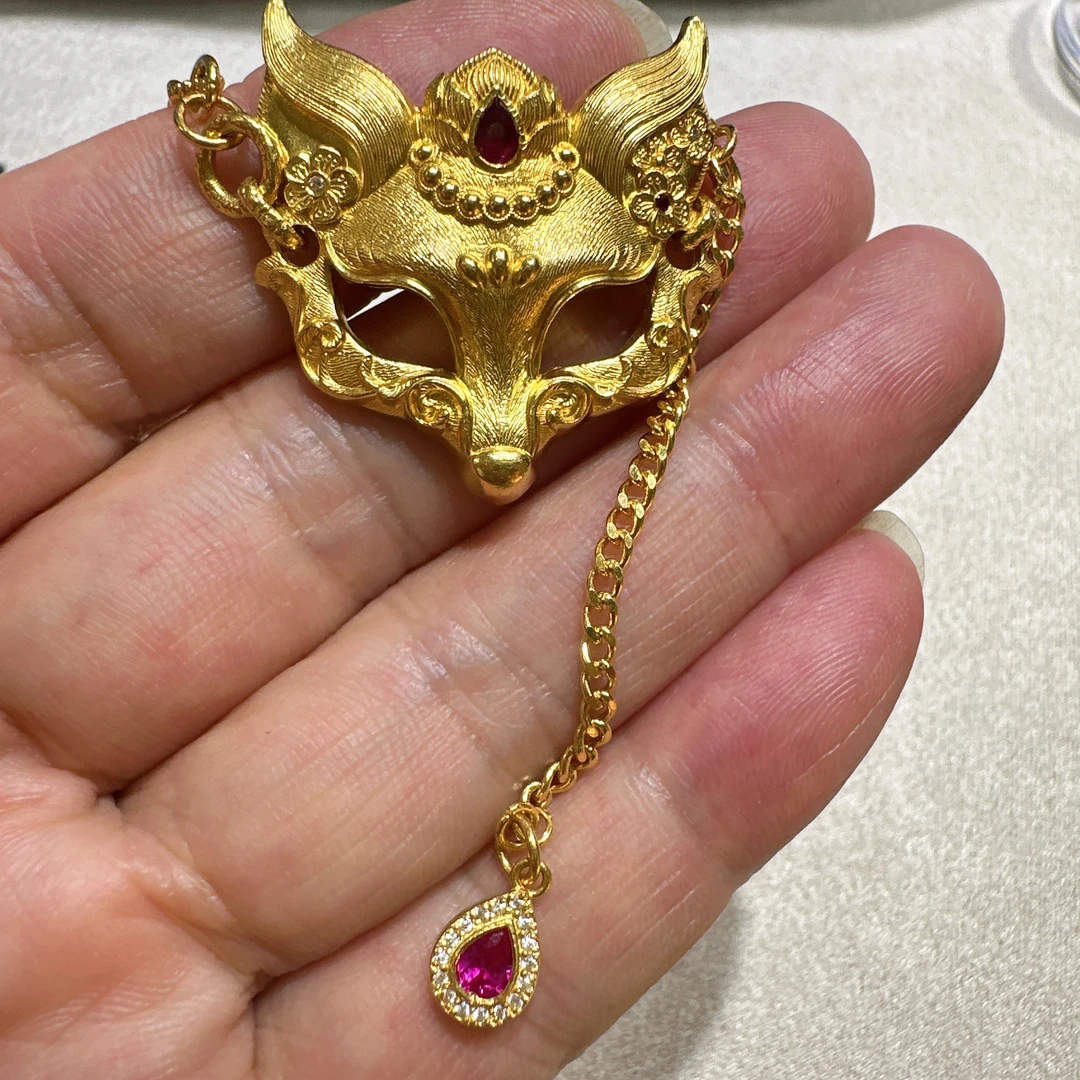 999足金手作澜焰狐狸套链