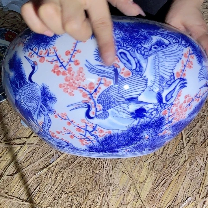 摆件景德镇高温陶瓷仙鹤画片
