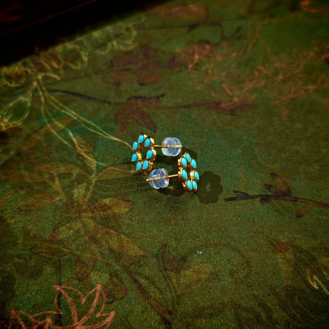 【珺笙珠宝】绿松石时尚百搭耳钉S1502157040