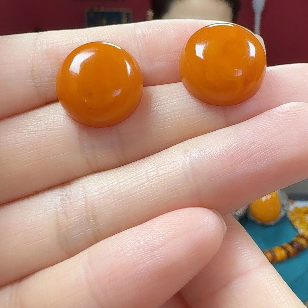 蜜蜡银S925镶嵌耳钉耳钉