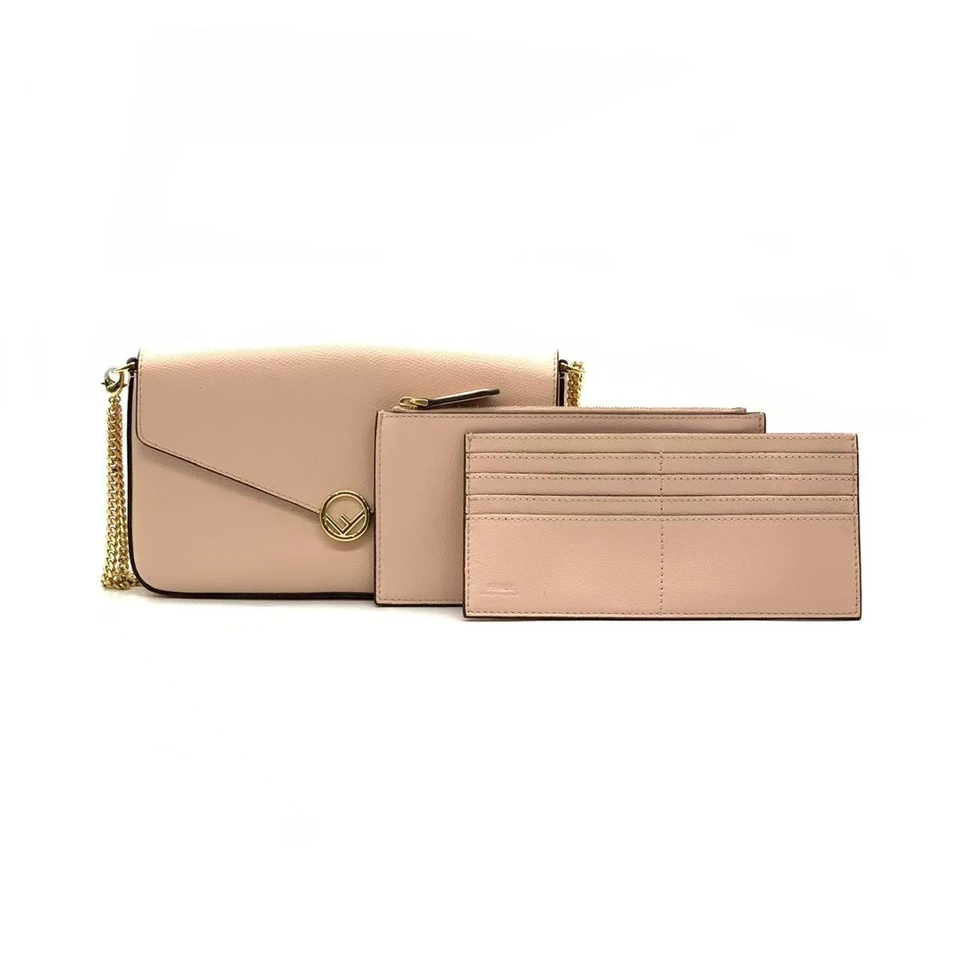 99新 FENDI/芬迪 粉色三合一链条包