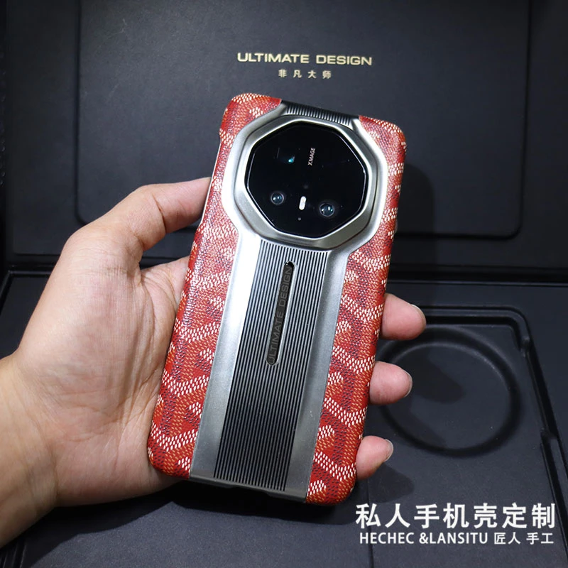 适用华为mate70rs手机壳狗牙皮料定制防摔中间漏标电镀赛道款60RS