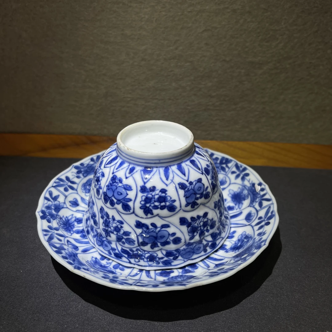 【岁龙甄选】清代青花花卉纹杯碟