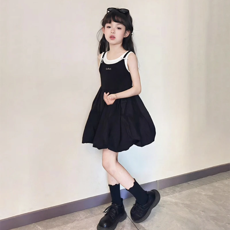 夏装裙子新款小女孩洋气炸街连衣裙女宝夏季学院风花苞裙一秒入夏