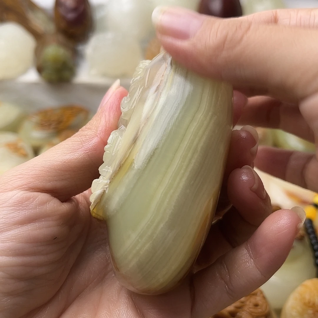 石材方解石手把摆件不退换关公