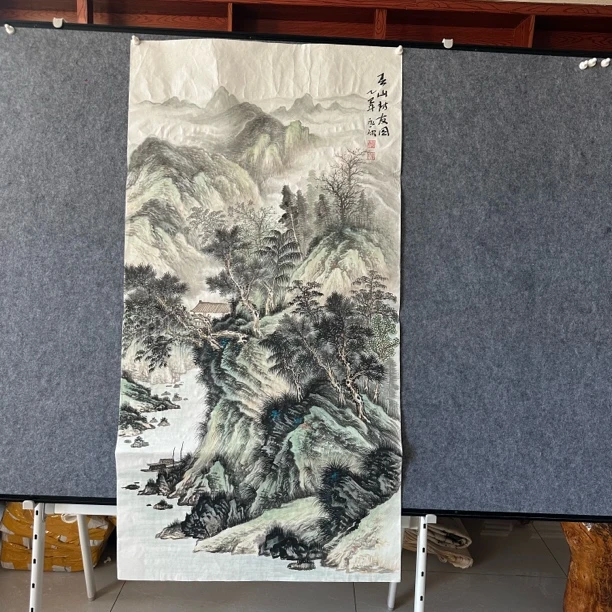 山水图纯手绘作品雅致挂客厅