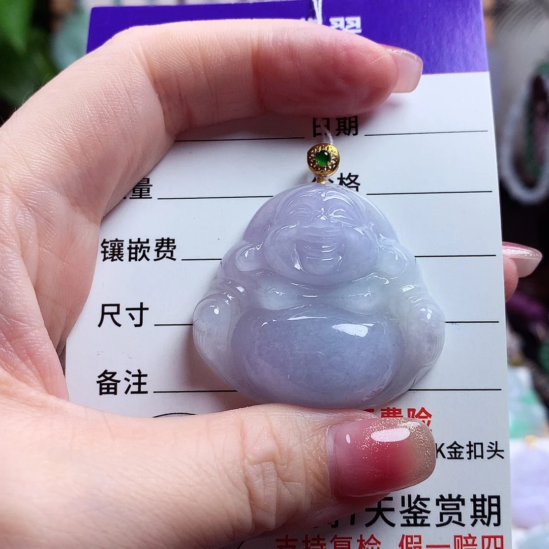W***Y翡翠18K金镶嵌颈饰佛公