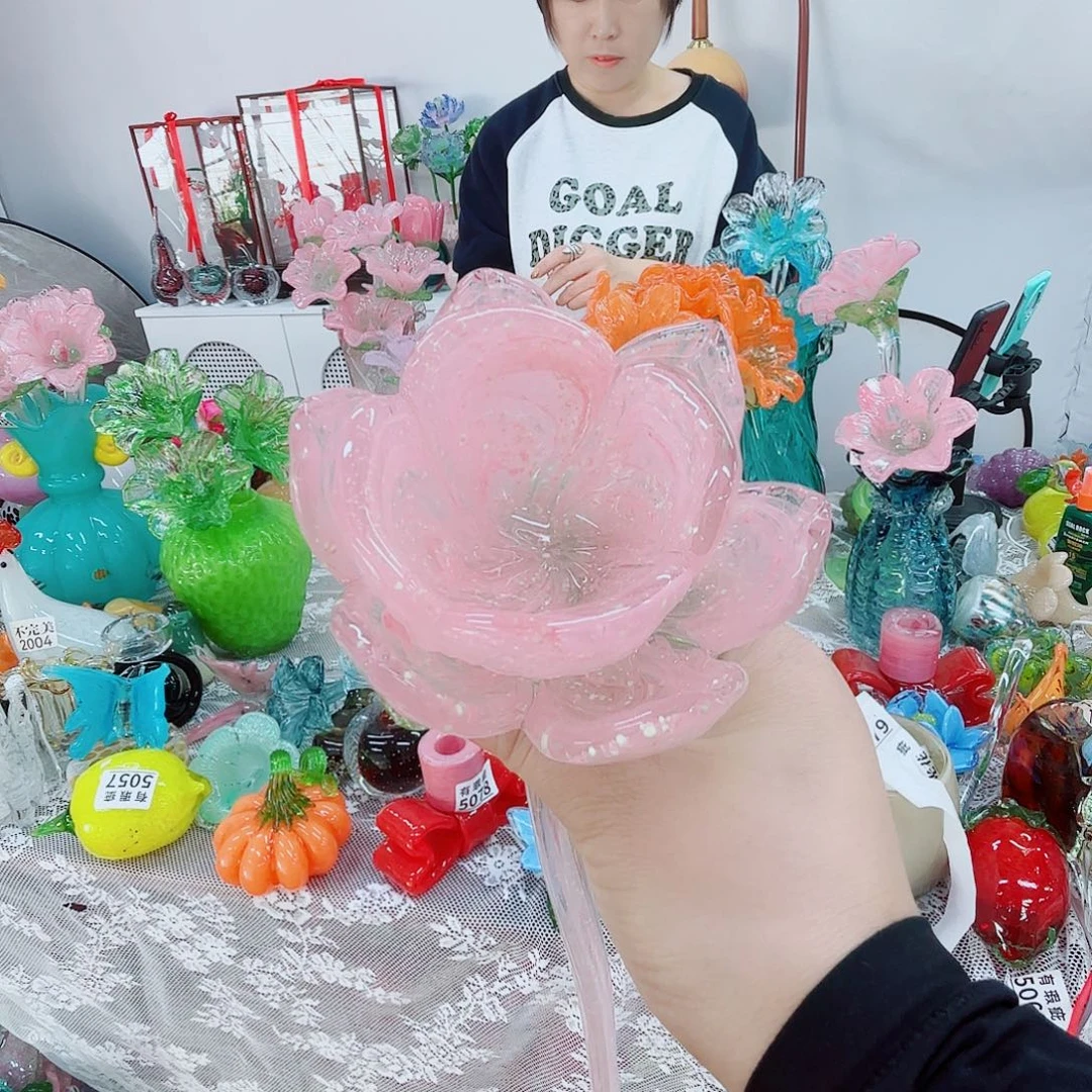 夜光荷花琉璃花瓶花器艺术品