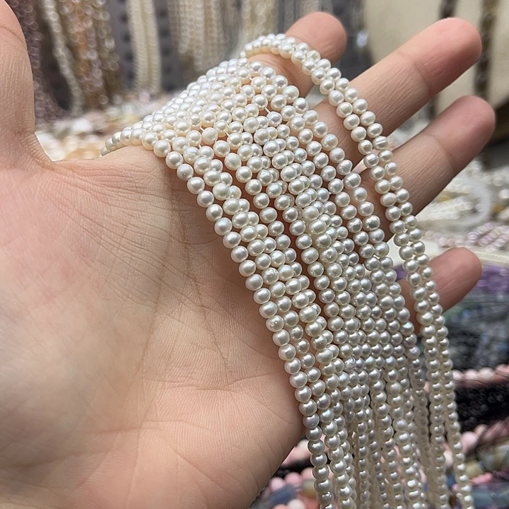 玛瑙/玉髓未镶嵌珠宝半成品一条3.5mm左右椭圆珍珠