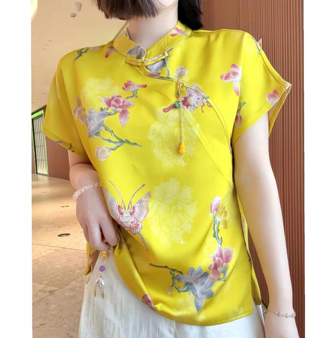 【明月亭】时尚短袖显瘦夏季老料民族风薄款透气新款女装新中式