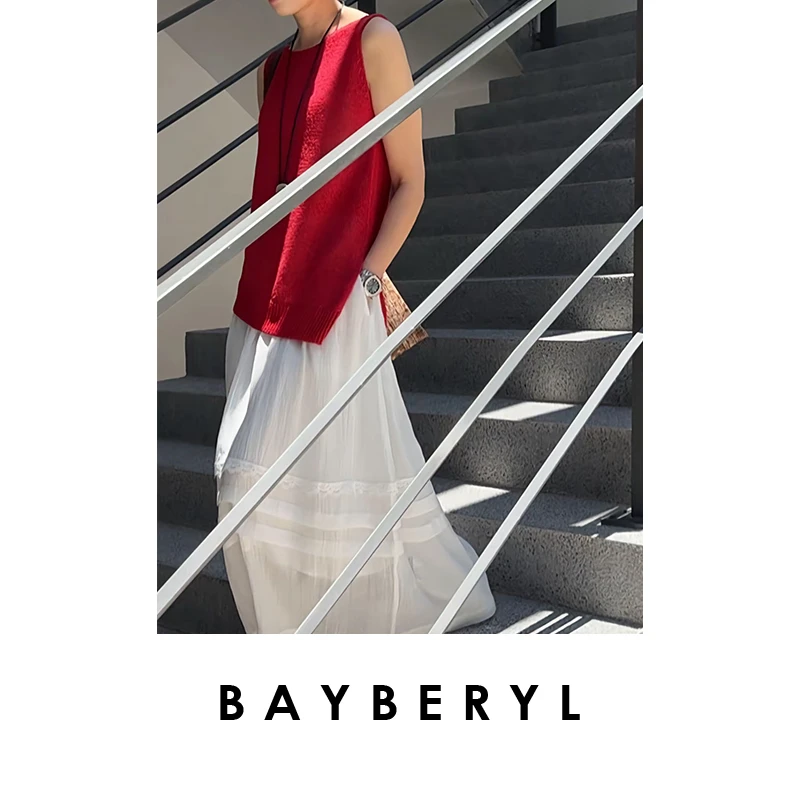 BAYBERYL老贝装点时髦*和纸透气麻无袖针织背心ZZS5E2705