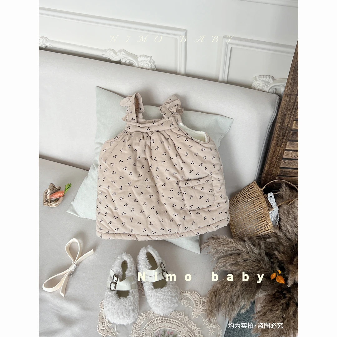 NIMO【樱桃泡泡】韩版秋款女宝宝洋气碎花经典款吊带背心裙