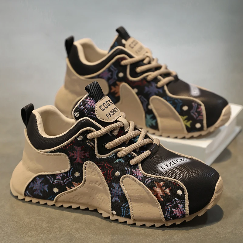 网红潮流男鞋2025春季透气百搭小众时尚运动轻奢休闲增高老爹鞋男