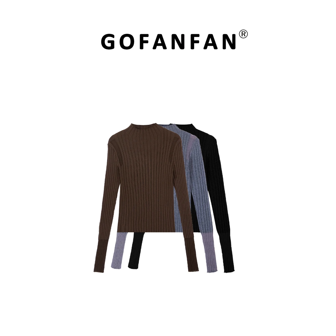 【冬品】GFF STUDIO“气质入骨”小众设计感时髦拼接修身针织衫女