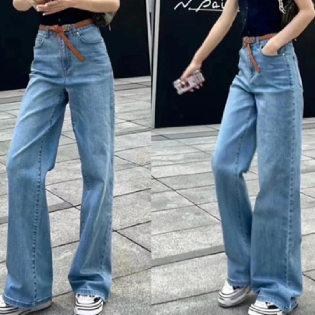 AMASS/阿玛施新款高腰显瘦百搭阔腿牛仔裤潮款5100388-342262-001