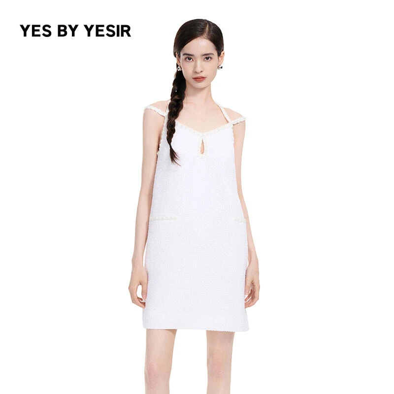 叶谦原创设计25夏新款点缀小香风吊带短款连衣裙