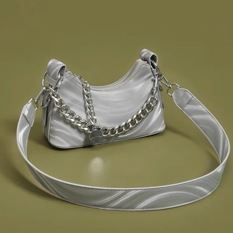 网红百搭女士单肩斜跨月牙包H166