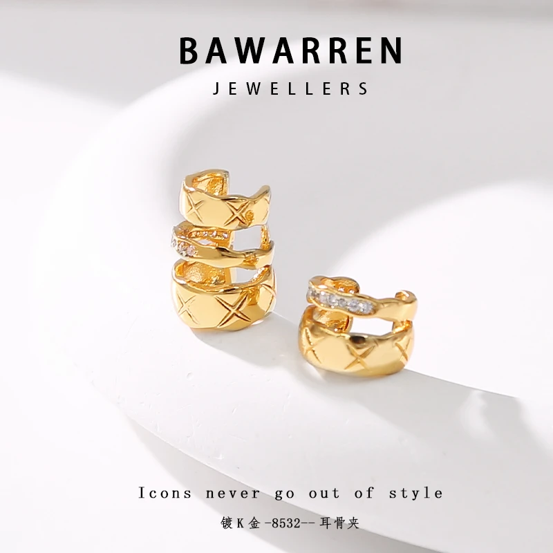 Bawarren Bawarren 意❤ 8532-菱格耳骨夹小众欧美优雅