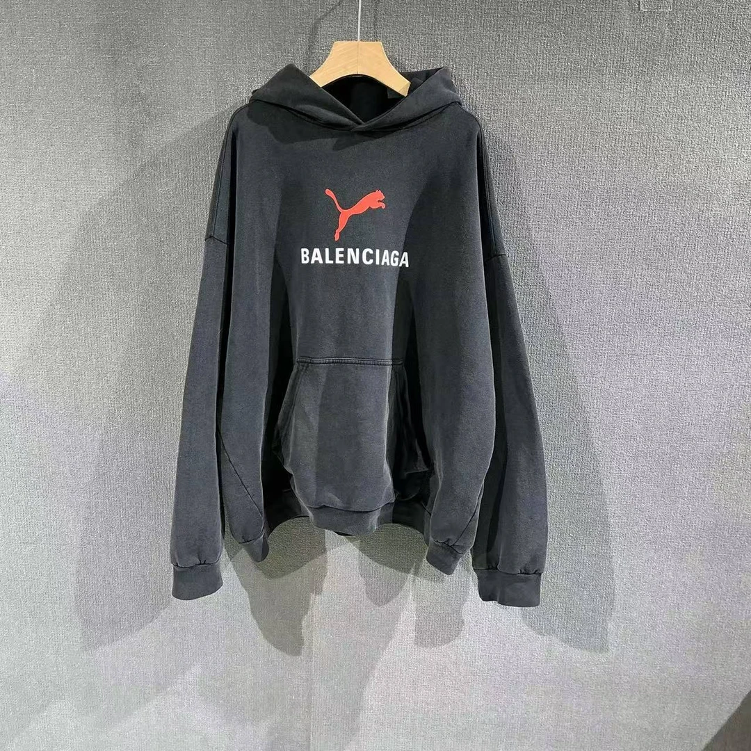 99新 Balenciaga/巴黎世家 （pm）彪马做旧帽衫卫衣 XL码/2884