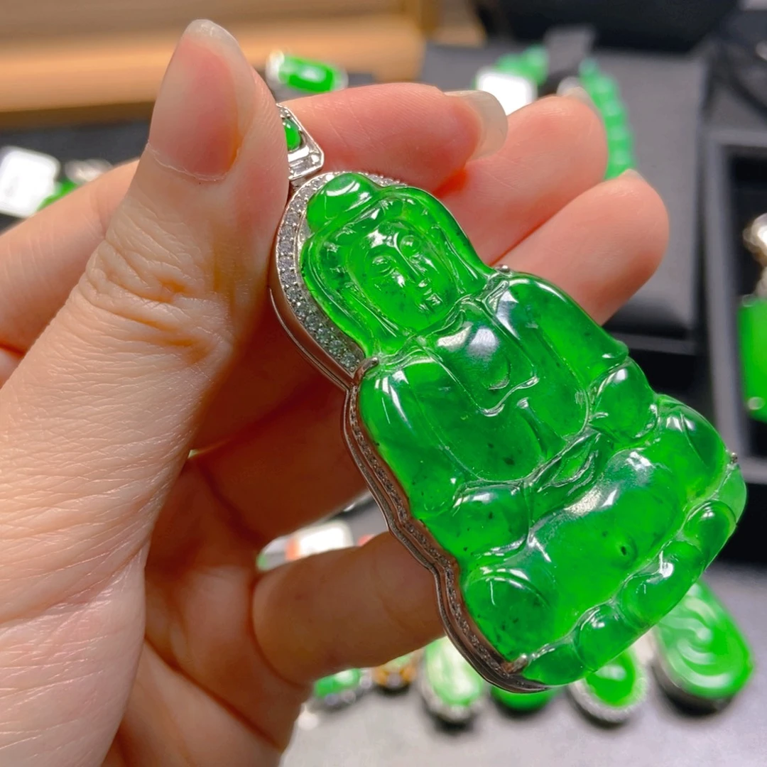 翡翠银S925镶嵌吊坠(不含链)