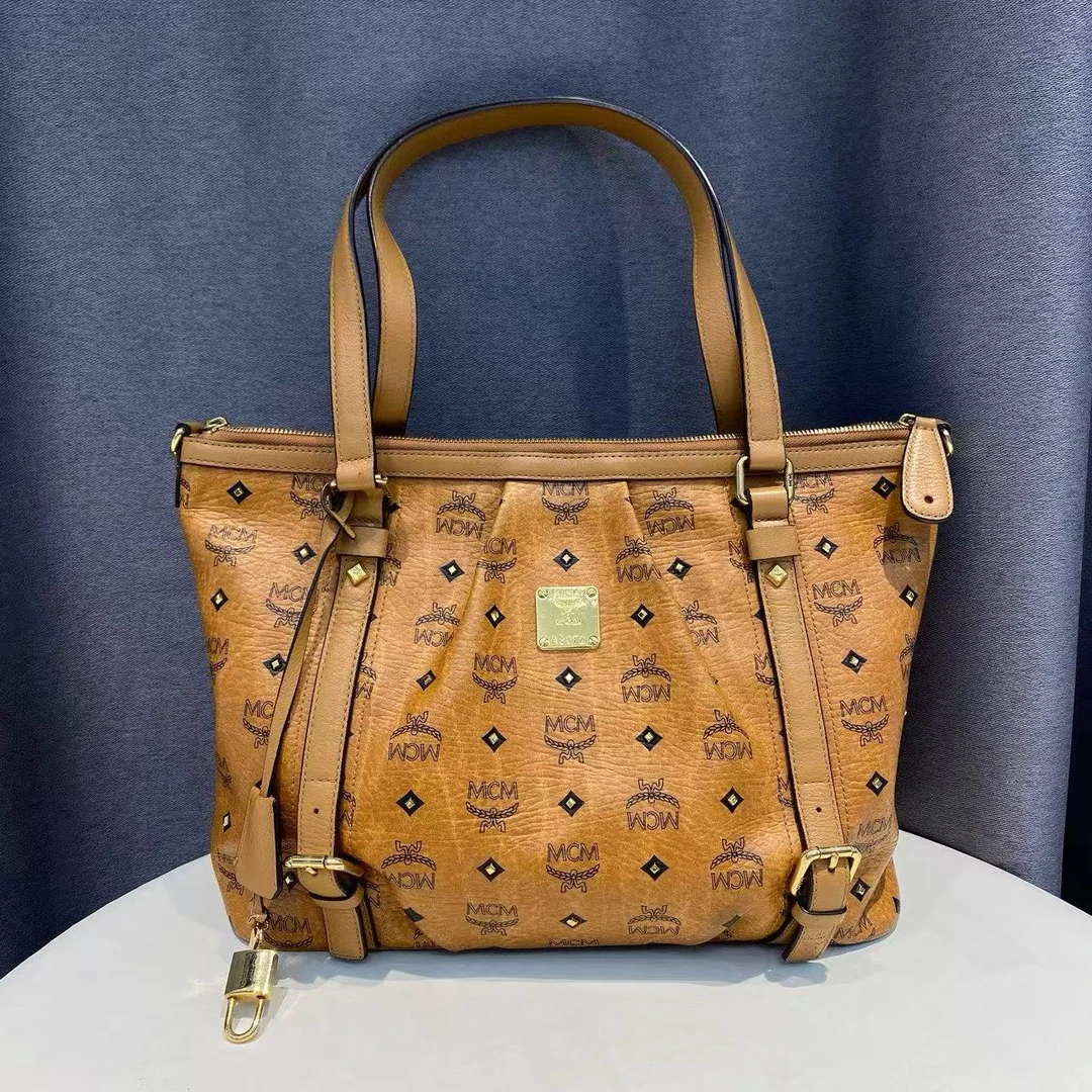 95新 MCM MCM老花手提包 底长34 X112