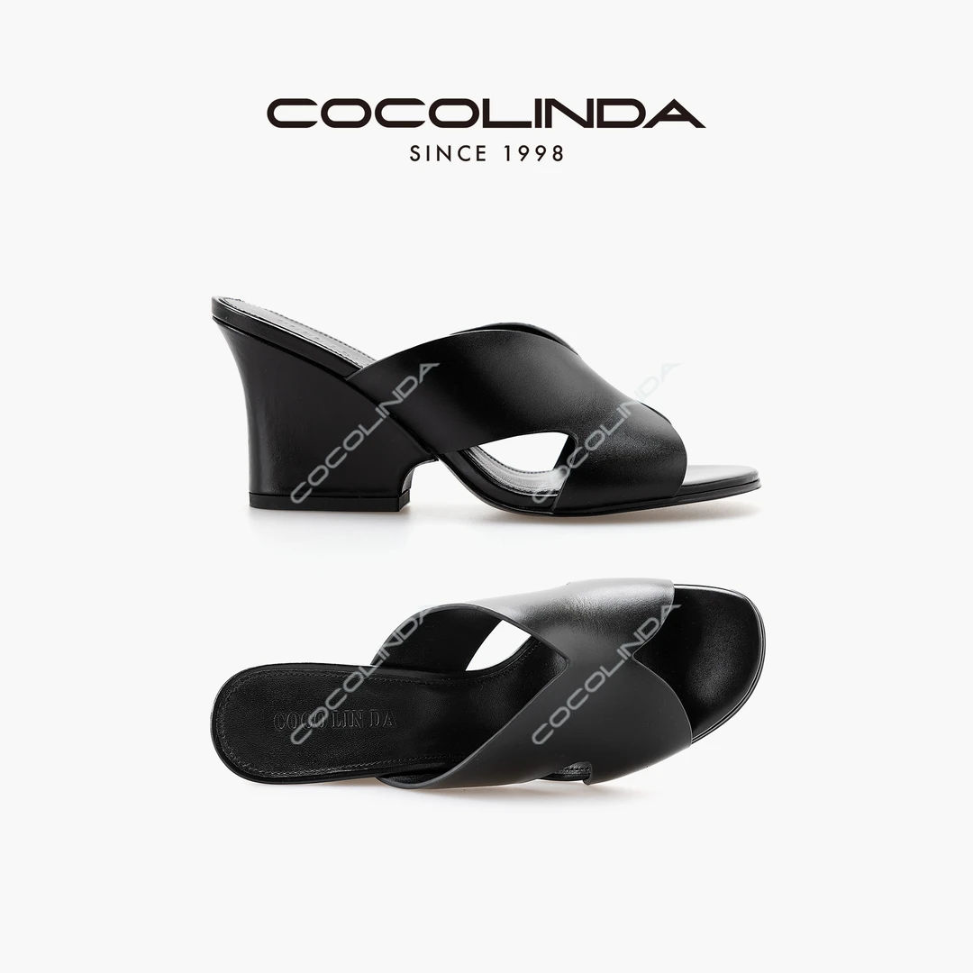 COCOLINDA | 复古老钱粗跟拖鞋（6-7cm）X2957