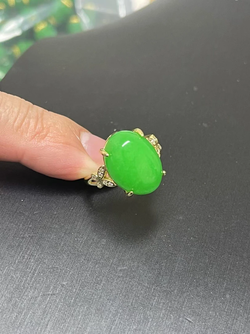 翡翠戒指14k金镶嵌