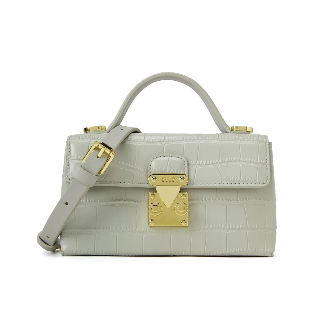 ELLE25新款【周末女士】欧若风鳄压纹限定百搭真皮方包斜挎包25031