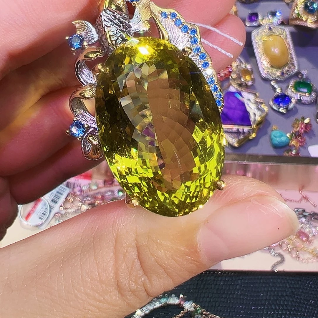 银S925镶嵌珠宝半成品黄晶